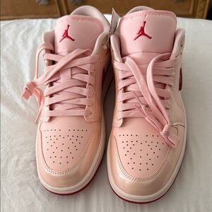Jordan Pink Low-Top Sneakers with Red Jumpman